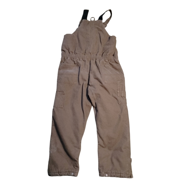 Mountain Blue Bib Overalls Quilted M Brown Jean/ Canvas - Picture 2 of 3